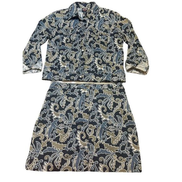 Harley Davidson Women's Multicolor Paisley Jacket And Skirt Set Medium/10 - Picture 9 of 16